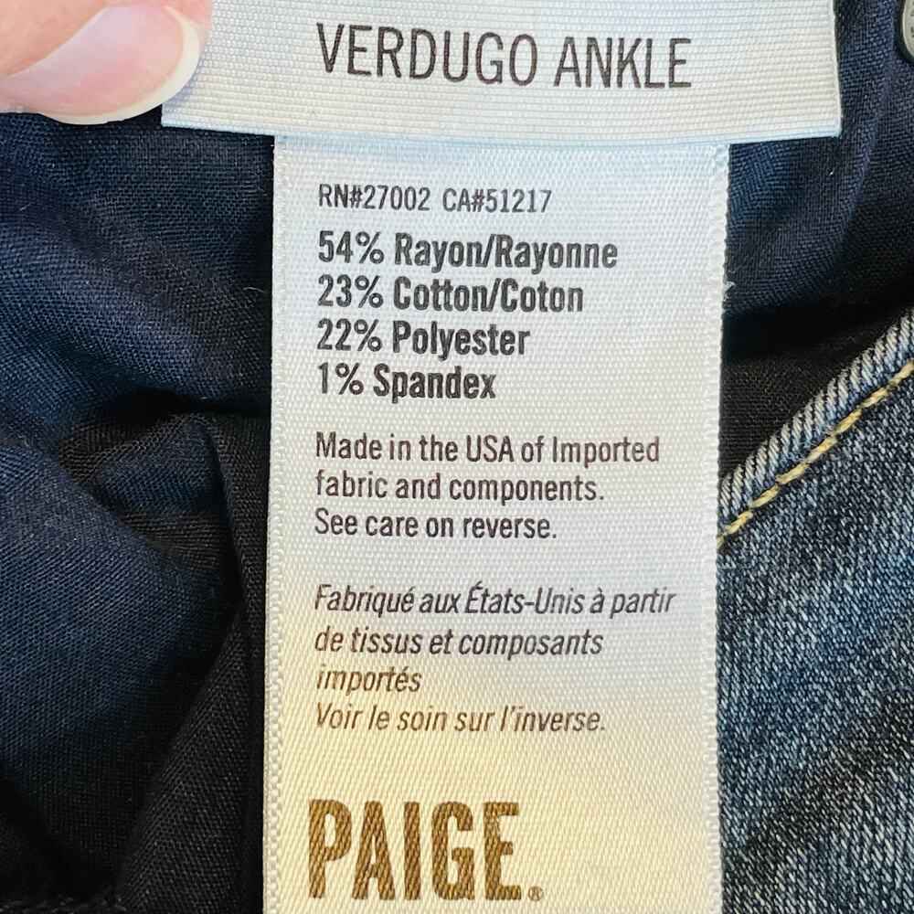 Paige Verdugo Ankle Stretch Medium Wash Blue Denim Skinny Jeans 27 - Picture 8 of 14